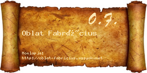 Oblat Fabrícius névjegykártya